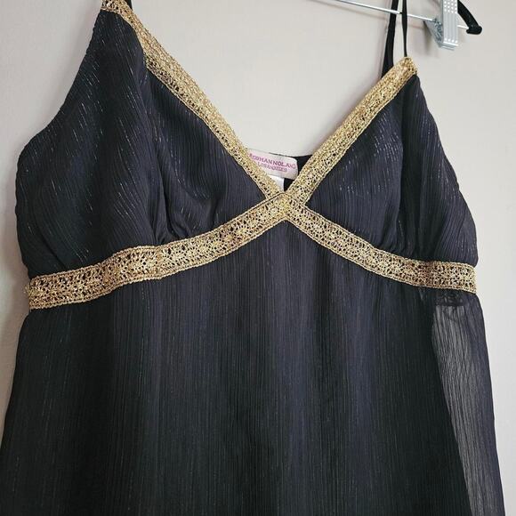 Meghan Noland LA Size XL Black Sheer Tank Top with Gold Trim - Picture 3 of 6